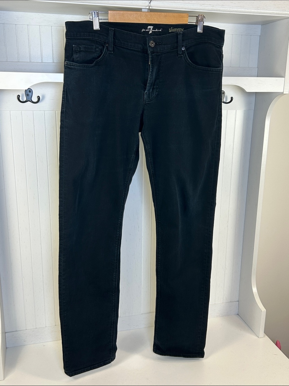7 For All Mankind Slimmy Blue Black Stretch Jeans 34